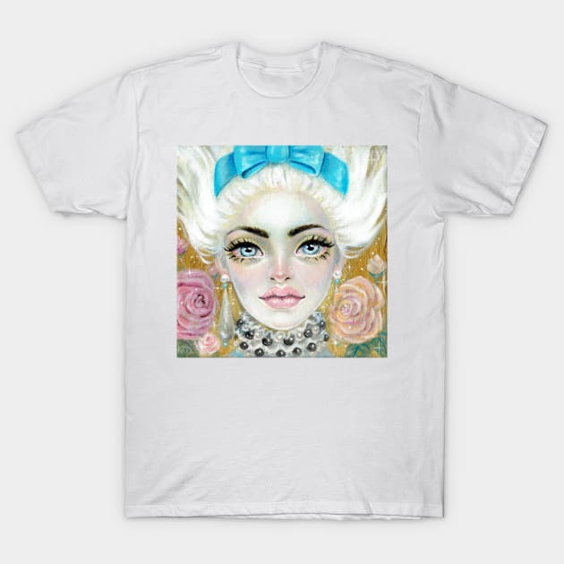 Marie Antoinette with Blue Bow T-Shirt by KimTurner